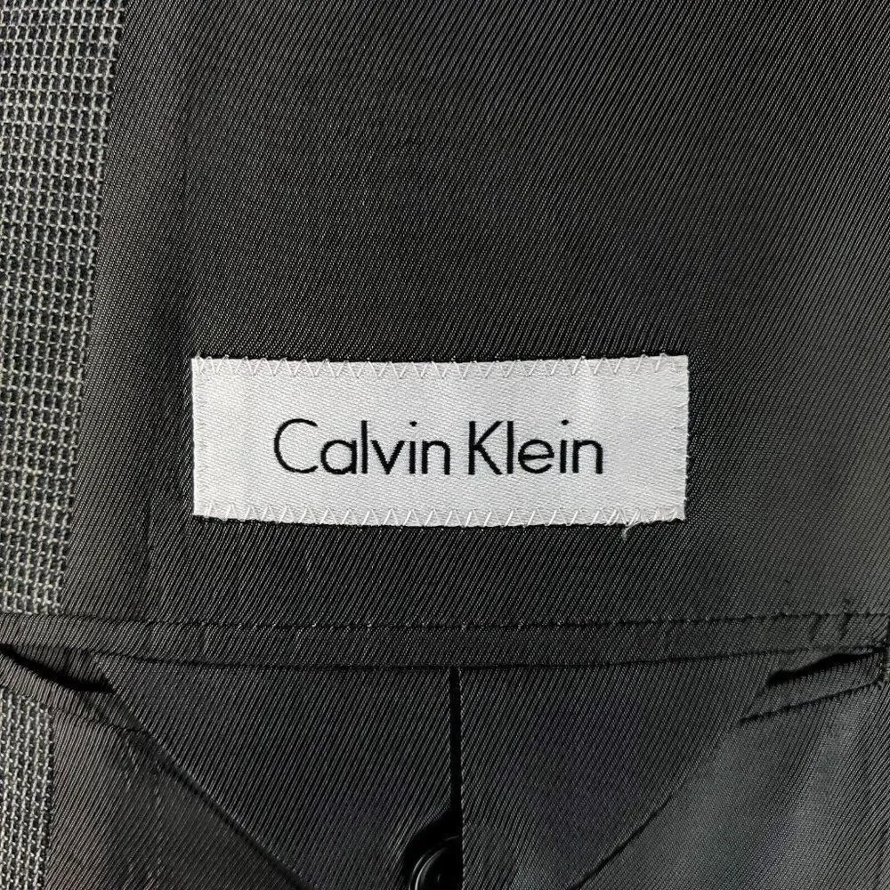 Calvin Klein Heavy‎ Wool 3 Button Sport Coat 40R Gray Check Blazer